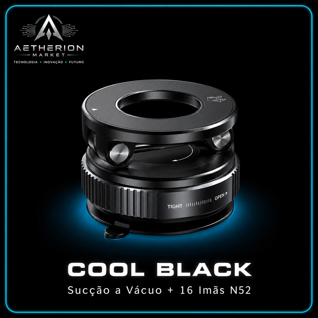 Suporte para celular magnético 360° com Sucção a vácuo para carro