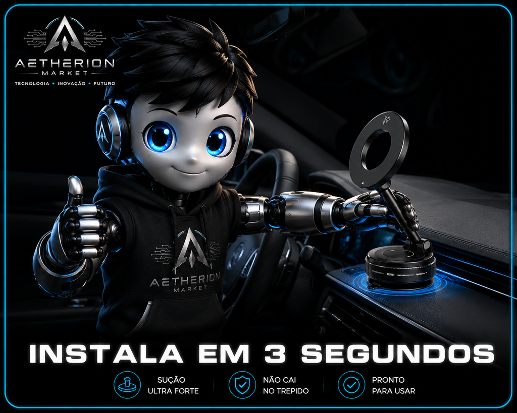 Suporte para celular magnético 360° com Sucção a vácuo para carro