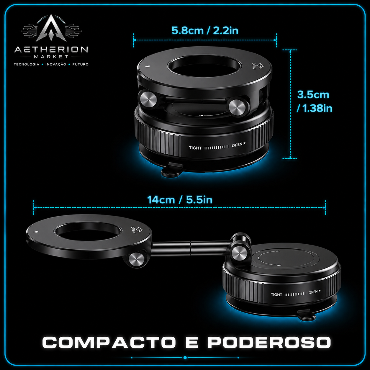Suporte para celular magnético 360° com Sucção a vácuo para carro